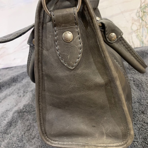 🖤🩶Frye Melissa Zip Satchel Leather Handbag Shoulder/Crossbody Carbon $388 - Picture 9 of 16